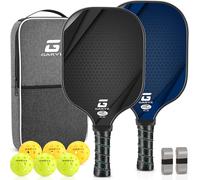 GARYE Lot de 2 raquettes de pickleball légères en fibre de carbone approuvées par l'USAPA, avec 6 balles, 1 sac, paire de bandes adhésives, pagaie de pickleball pour homme et femme