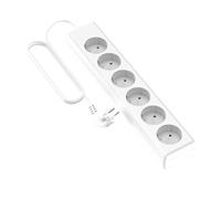 Garza 420002 Power-Base Multiple Basic de 6 Prises schuko, câble 1.5 mm x 1.4 m, Couleur, Blanc, Medium