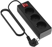 Garza 420027 Power-Base Multiple Basic de 3 Prises schuko, câble 1.5 mm x 3 m, Couleur, Noir, Medium