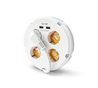 Garza 420040 Multiprise Circulaire à 4 Prises et 2 Ports, Blanc, 4 Tomas + 2 USB