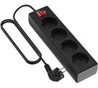 Garza 430063 Power-Base Multiple Basic de 4 Prises schuko, câble 1.5 mm x 3 m, Couleur, Noir, Medium