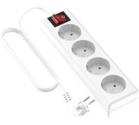 Garza 430065 Power-Base Multiple Basic de 4 Prises schuko, câble 1.5 mm x 5 m, Couleur, Blanc, Medium