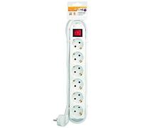 Garza 420021 Power-Base Multiple Basic de 6 Prises schuko, câble 1.5 mm x 3 m, Couleur, Blanc, Medium