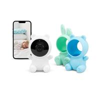Garza - Caméra de Surveillance pour bébé HD 1080p avec capteur de température, Vision Nocturne, détection des Pleurs, berceuses, Bruit Blanc et Wi-FI 2,4 GHz. (3 étuis + Support)