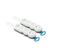 Garza - Lot de 2 multiprises 3 Prises, avec Interrupteur, Fiche Plate, Multiprise Multiple de 1,4 mètre, Protection Enfant, Blanc, Gamme Design