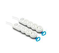 Garza - Lot de 2 multiprises 4 Prises, avec Interrupteur, Fiche Plate, Multiprise Multiple 1,4 mètre, Protection Enfant, Blanc, Gamme Design