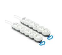 Garza - Lot de 2 multiprises 5 Prises, avec Interrupteur, Fiche Plate, Multiprise Multiple de 1,4 mètre, Protection Enfant, Blanc, Gamme Design