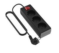 Garza - Multiprise 3 prises avec interrupteur et prise de terre, 1,4 mètre antivol multiple, jusqu'à 3680 W, protection enfant, câble H05W-F 3G, noir