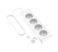Garza - Multiprise 4 prises sans interrupteur et avec prise de terre, multiprise de 1,4 mètre, jusqu'à 3680 W, protection enfant, câble H05W-F 3G, couleur blanche