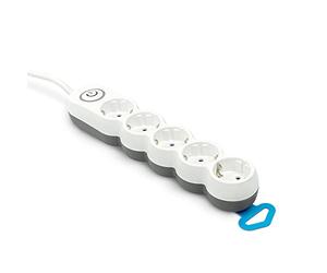 Garza - Multiprise 5 Prises avec Interrupteur et Protection enfantine, Prise Plate, câble de 1,4 m
