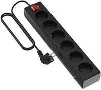 Garza - Multiprise 6 prises avec interrupteur et prise de terre, 1,4 mètre antivol multiple, jusqu'à 3680 W, protection enfant, câble H05W-F 3G, noir