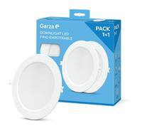 Garza - Pack 1+1 Spot LED encastrable, Circulaire, Extra-plat, 22 cm, 18 W, Lumière froide 6 500 K, 1 950 lm, 30 000 h, IP20, Blanc, Économie d'énergie 80%