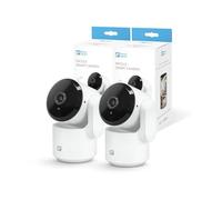 Garza - Pack de 2 caméras de Surveillance IP WiFi 2,4 GHz intelligentes d'intérieur 360, 1080 HD, Vision Nocturne, détection de Mouvement, Mode confidentialité, télécommande par Application