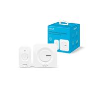 Garza - Sonnette sans fil portable, 1 bouton poussoir + 1 récepteur, grande portée 120 m, 54 mélodies, IP56, avec indicateur LED, mode silencieux, 4 intensités sonores, fonction mémoire, blanc