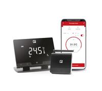 Garza - Thermostat Smart WiFi Intelligent pour chaudière et cafacion, Tactile et programmable, Commande vocale et Application, Axa, iOS, Goog, Android, Noir