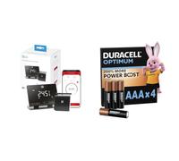 Garza - Thermostat WiFi Intelligent sans Fil pour Chauffage et Chaudière, Programmable, Écran Tactile, Commande Vocale (Alexa/Google), 2, 4 GHz, Noir + Duracell Optimum Lot de 4 AAA
