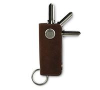Garzini Porte-clés en cuir, Organisateur de clés avec porte-clés, Porte-clés compact pour jusqu’à 7 clés, Porte-clés cadeau pour hommes, Brown