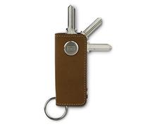 Garzini Porte-clés en cuir, Organisateur de clés avec porte-clés, Porte-clés compact pour jusqu’à 7 clés, Porte-clés cadeau pour hommes, Camel Brown