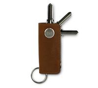 Garzini Porte-clés en cuir, Organisateur de clés avec porte-clés, Porte-clés compact pour jusqu’à 7 clés, Porte-clés cadeau pour hommes, Cognac