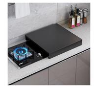 Gas Hob Cover Protection de plaque de cuisson en acier carbone, épaisse et robuste, lavable pour plaques de cuisson électriques d'appartement(Black,35x55x10cm(14x22x4in))
