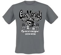 Gas Monkey Garage Custom Motors Skull Homme T-Shirt Manches Courtes Gris S