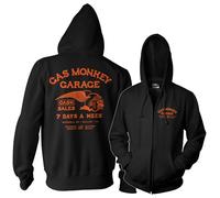 Gas Monkey Garage Officiellement sous Licence Cash Monkey Sweat à Capuche zippé (Noir), Medium