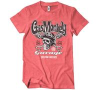 Gas Monkey Garage Officiellement sous Licence Custom Motors Skull T-Shirt pour Hommes (Rouge-Heather), XX-Large