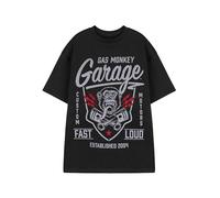 Gas Monkey T-Shirt Homme | T-Shirt Graphique à Manches Courtes Fast & Loud pour Adultes in Noir | Mécanicien de Garage américain en détresse Custom Motors Casual Fit Apparel Top GMG