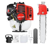 Gas Powered Pole Saw, 26CC 2-Cycle Engine Extendable Tree Trimmer, 3-Meter Reach Telescopic Branch Cutter, Lightweight Cordless Pruning Tool for Garden Yard Maintenance Rouge