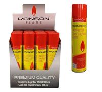 GAS Ronson 90 ml (12 pièces) - Lot de 12 bouteilles de gaz pour briquets, qualité fiable et durable