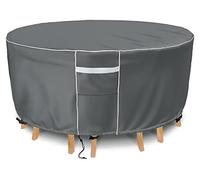 Gasadar Housses de meubles de patio imperméables - Housse ronde 600D très résistante pour table de patio et 6 chaises - Housses de protection contre les intempéries pour table d'extérieur, 213,4 cm de