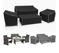 Gasadar Lot de 4 housses de meubles de terrasse imperméables en polyester Noir Taille XL