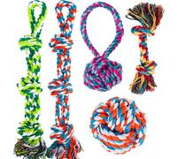 GASAPET Lot de 5 jouets en corde pour chiens agressifs, presque indestructibles pour chiens de grande et moyenne taille, jouet à mâcher en corde de coton naturel robuste pour les dents