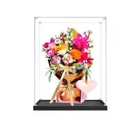 Gase d'affichage en acrylique transparent pour modèle Le-go 10342 à fleur rose violet - Boîte transparente - Boîte de rangement - Compatible avec le modèle 10342 (vitrine uniquement) - Base noire - 3