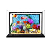 Gase d'affichage en acrylique transparent pour modèle Le-go 10366 d'aquarium tropical, boîte de rangement, boîte de présentation, compatible avec le modèle 10366 (vitrine uniquement) (base noire -3 mm