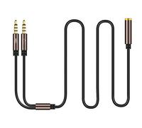 Gasea 1.1m Audio Y Splitter Câble 2 Dual 3.5mm Mâle à 3.5mm Femelle Microphone Y Splitter Jack Stéréo Adaptateur Câble Plaqué Or PC Ordinateur, Haut-Parleur, Micro Casque Marron