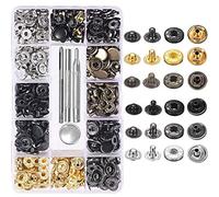 Gasea 120 Set Boutons Pression Cuir Kit 6 Couleur Snaps Métal avec 4PCS Outils de Fixation pour Vêtements, Cuir, Veste, Vêtements en Jean, Sacs, Bracelet 2 Tailles (9.5mm;12.5mm)