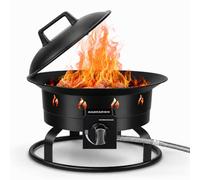 Gasfargo Brasero portable de 48,3 cm avec régulateur et tuyau en métal de 3 m, ensemble de pierres de lave, foyer à allumage facile pour terrasse, jardin, camping