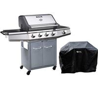 Gasgrill mit LED "Bingo 4" - 4 Brenner, davon 1 seitlich - 14 kW + Schutzhülle - Silberfarben (Gris, Bingo 5 avec Led)