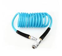 GASHER 1/4" x 3M Polyurethane Recoil Air Hose 6mm With Bend Restrictor, 1/4" Europe Quick Coupler and Plug, For Air Compressor, Blue