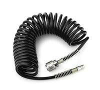 GASHER 1/4" x 5m Polyurethane Recoil Air Hose 8mm OD With Bend Restrictor, 1/4" Europe Quick Coupler and Plug, For Air Compressor, Black