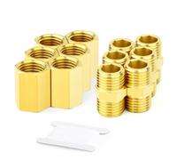 GASHER 12pièces raccord de tuyau en laiton, coupleur Hex Nipple laiton, 3/8" x 3/8" BSP tuyau de filetage mâle, 3/8Inch x 3/8Inch BSP tuyau de filetage femelle