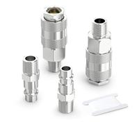 GASHER 4 Pièces 1/4 Inch Air Line Connectors, 1/4" BSP Male Thread Euro Airline Compressor Fittings, Quick Connect Air Coupler Air Hose Fittings,Air Coupler & Air Plug Kit