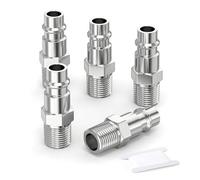 GASHER 5 Pièces 1/4 Inch Air Line Connectors, 1/4" BSP Male Thread Euro Airline Compressor Fittings, Quick Connect Air Coupler Air Hose Fittings,Air Plug