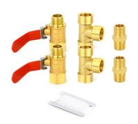 GASHER 6 Pièces 1/4 Inch BSP Brass Pipe Fitting, Ball Valve, Barstock Tee Brass Pipe Fitting and Air Hose Fitings