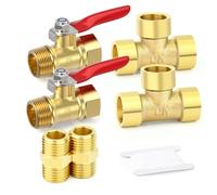GASHER 6pièces Raccord de tuyau en laiton 1/4 pouce BSP, vanne à bille, raccord de tuyau en laiton Barstock Tee et raccords de tuyau d'air