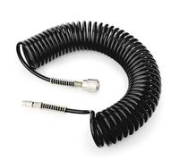 GASHER Black 1/4" x 10m Polyurethane Recoil Air Hose 8mm OD With Bend Restrictor, 1/4" Europe Quick Coupler and Plug