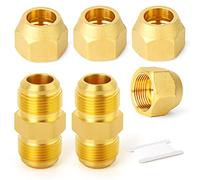 GASHER Lot de 2 raccords de tubes en laiton en métal avec écrou évasé, évasement de 1,6 cm x raccords mâles évasés de 1,6 cm