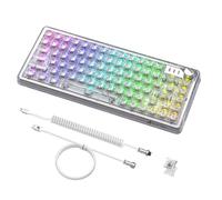 Gasket Clavier mécanique filaire échangeable à chaud,82 touches, éclairage chroma personnalisé RVB 16,8 m rétroéclairé pour jeu, capuchon de touche en matériau PC transparent, câble de clavier enroulé