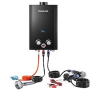 GASLAND BE264BQ120-DE Chauffe-eau instantané, chauffe-eau à gaz de 10 litres avec pompe à eau pour l'extérieur, butane (50 mbar)/propane (50 mbar), pour camping, camping-car, grange